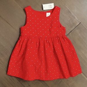NWT Baby Red Dot Corduroy Dress w cover 6-12m
